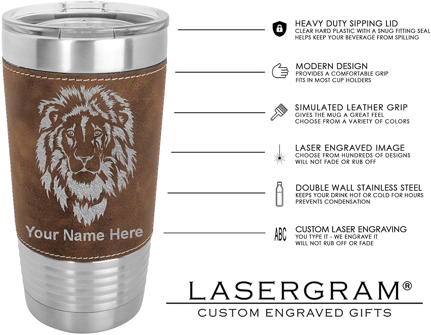 20oz Faux Leather Tumbler Mug, PT Physical Therapist, Personalized Engraving Included - LaserGram Custom Engraved Gifts