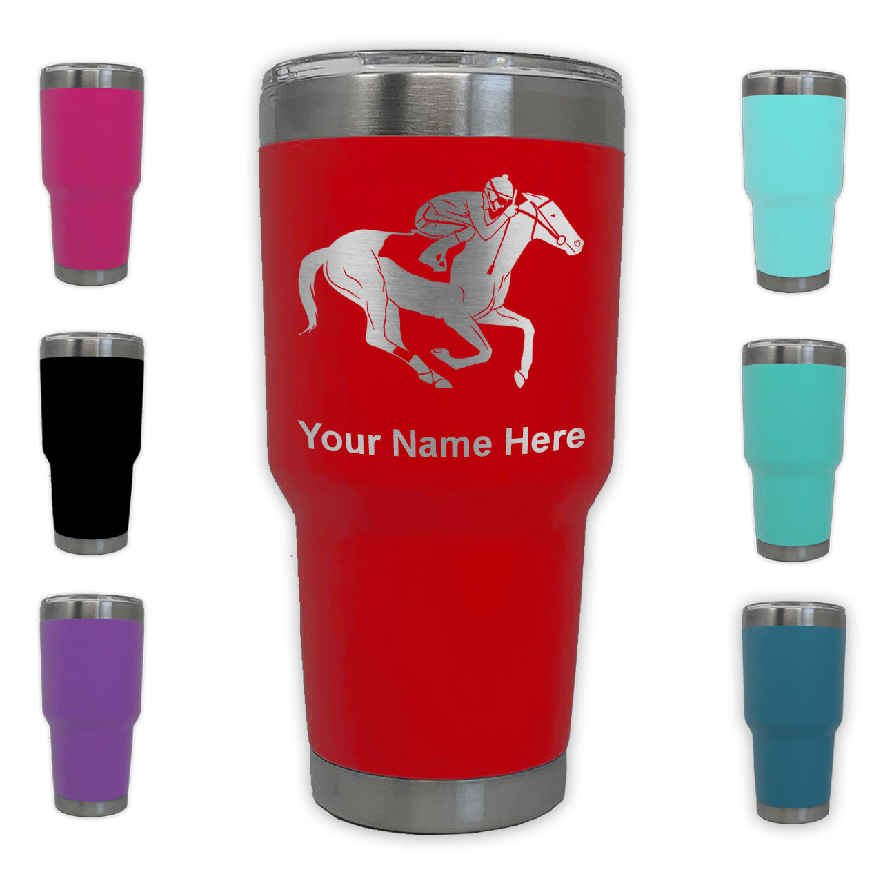 スマートスクラブス LaserGram 16oz Commuter Mug, Barrel Racer Turn N Burn,  Personalized Engraving Included