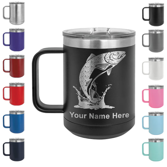 15oz Vacuum Insulated Coffee Mug, Bass Fish, Personalized Engraving In –  LaserGram Custom Engraved Gifts