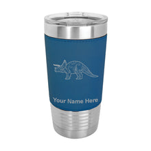 Load image into Gallery viewer, 20oz Faux Leather Tumbler Mug, Triceratops Dinosaur, Personalized Engraving Included
