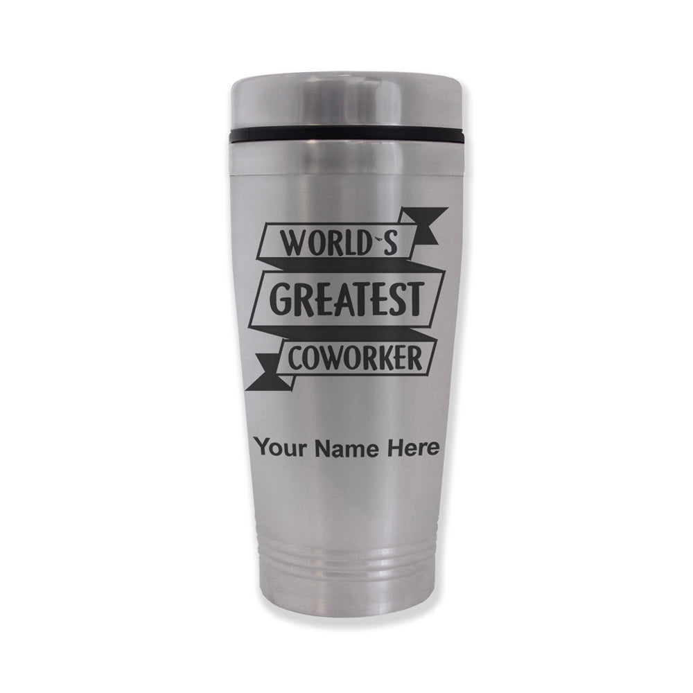 Commuter Travel Mug, World's Greatest Coworker, Personalized Engraving Included