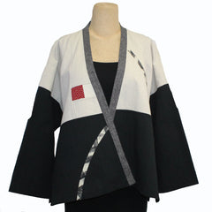 Juanita Girardin Jacket, Kimono Neckline, Black/White, OS