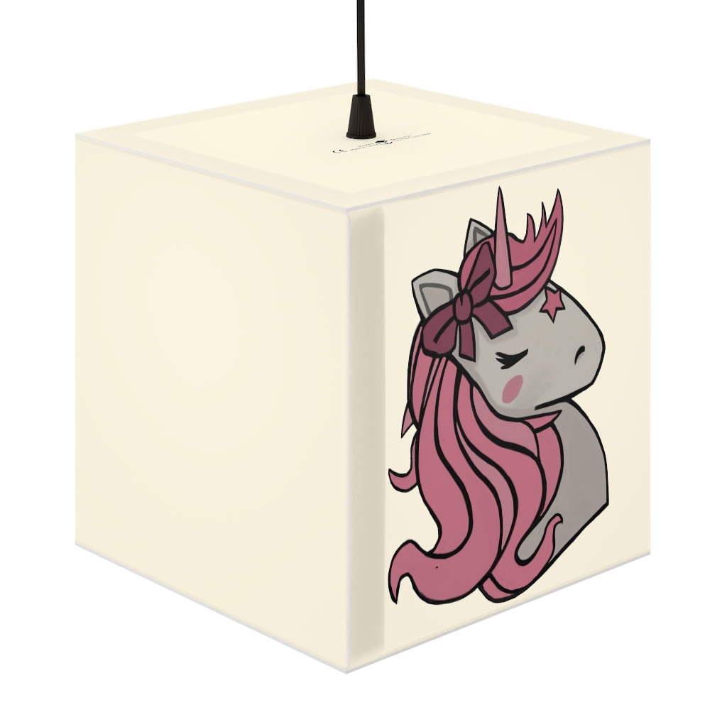 Pink Hair Unicorn Head Light Cube Lamp