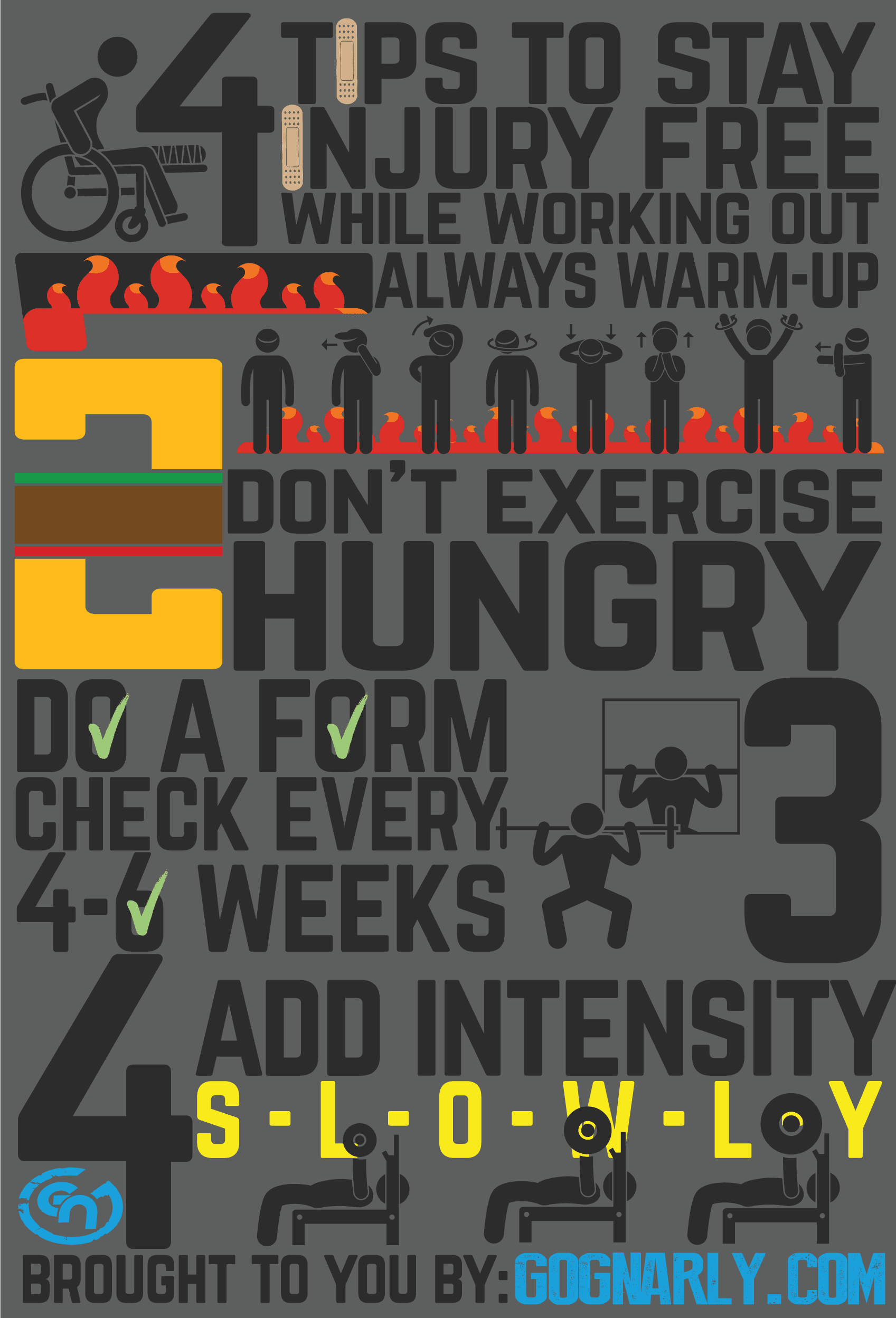4 tips for staying injury free fitness infographic