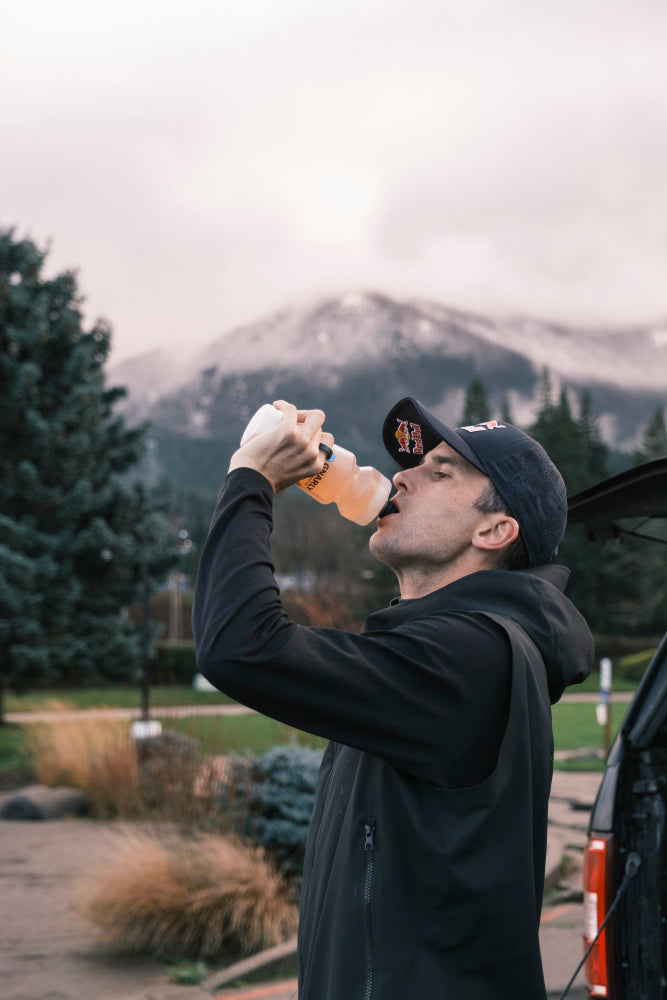 dylan bowman athlete drinking fuel2o from squeeze bottle 