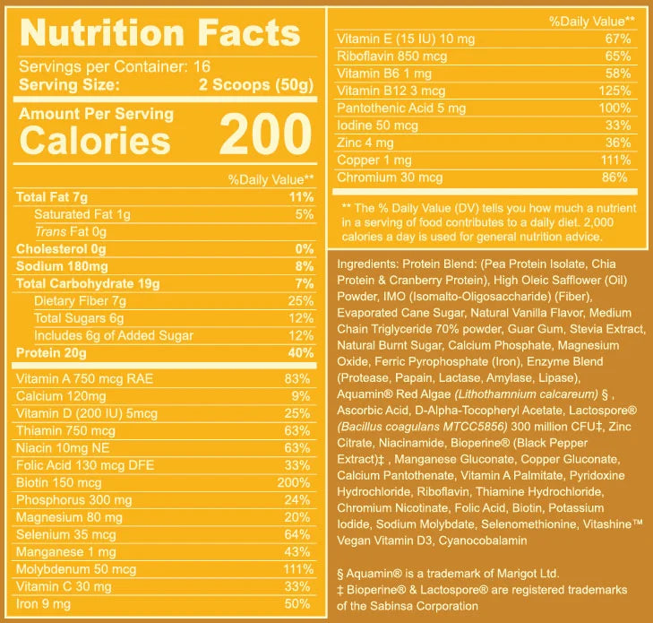 Golden Milk | Vegan Protein Nutrition Facts