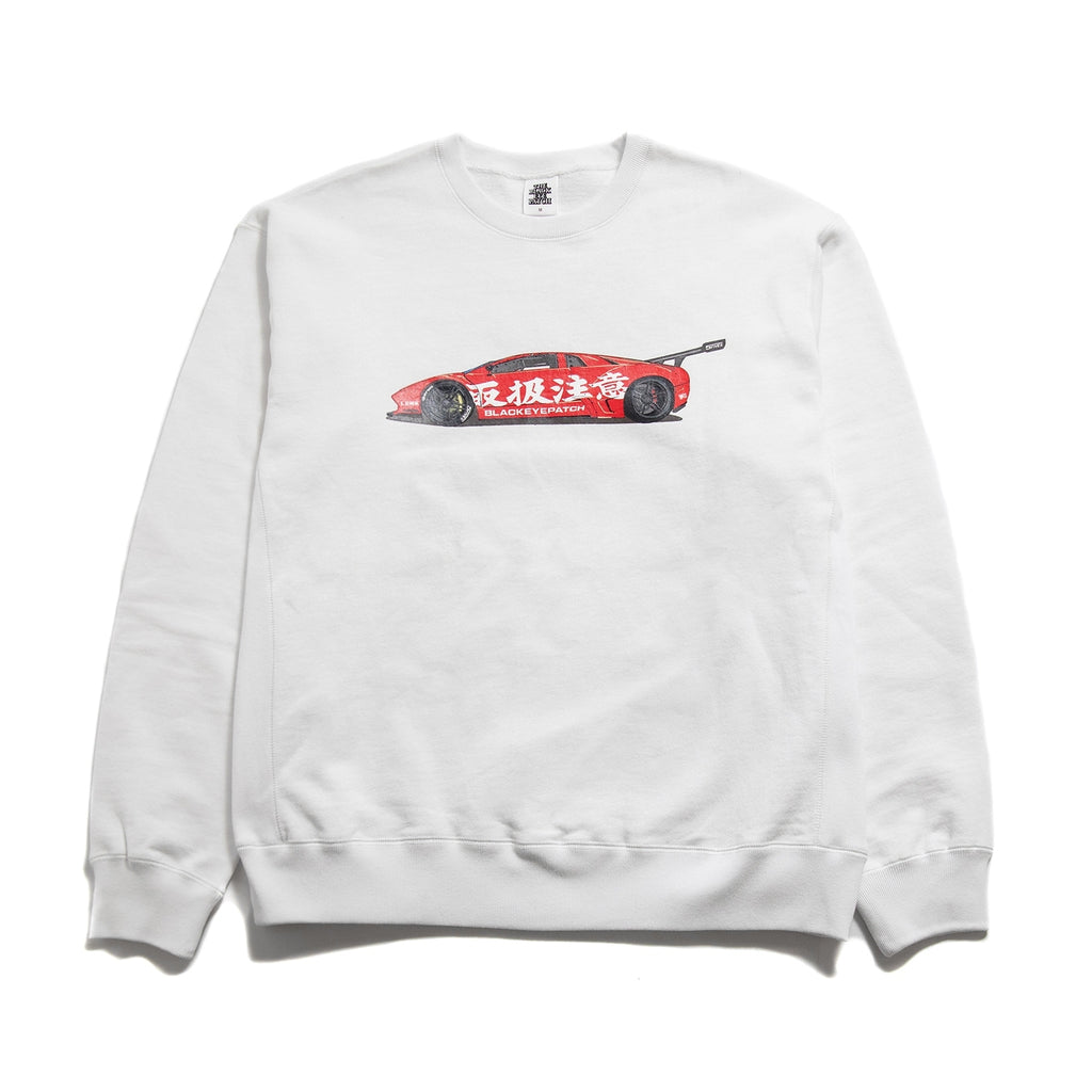 Black Eye Patch x LBWK “LAMBO CREW SWEAT” White – LTMOTORWERKS