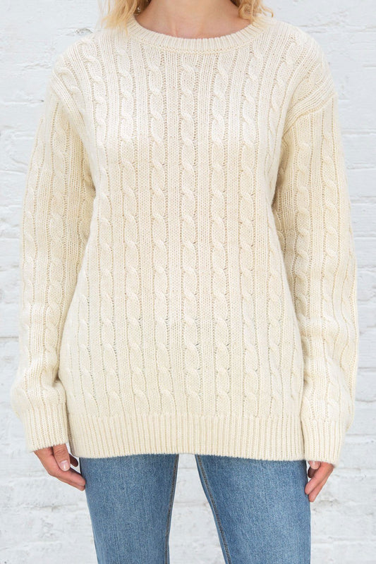 John Galt Navy Brianna Cable Knit Sweater