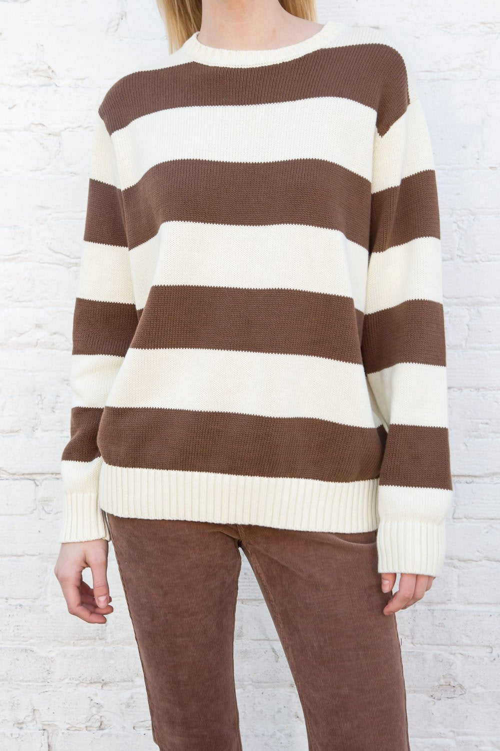 brown graphic sweater