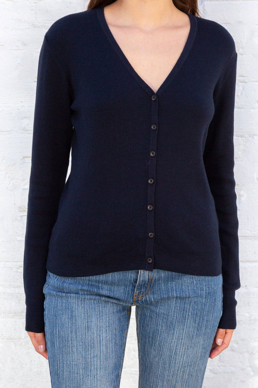 Ida Cotton Cable Knit V-Neck Sweater