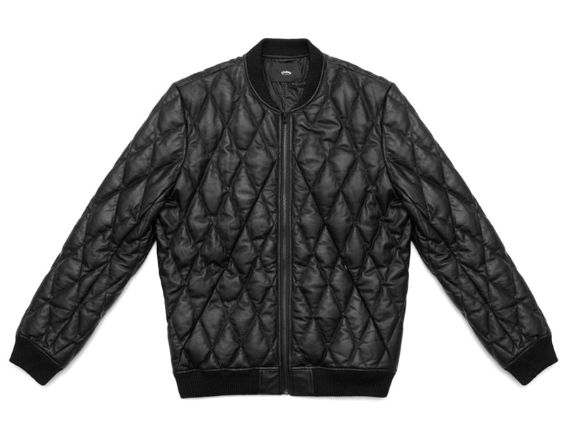 Black Quilted Leather Bomber – Stampd
