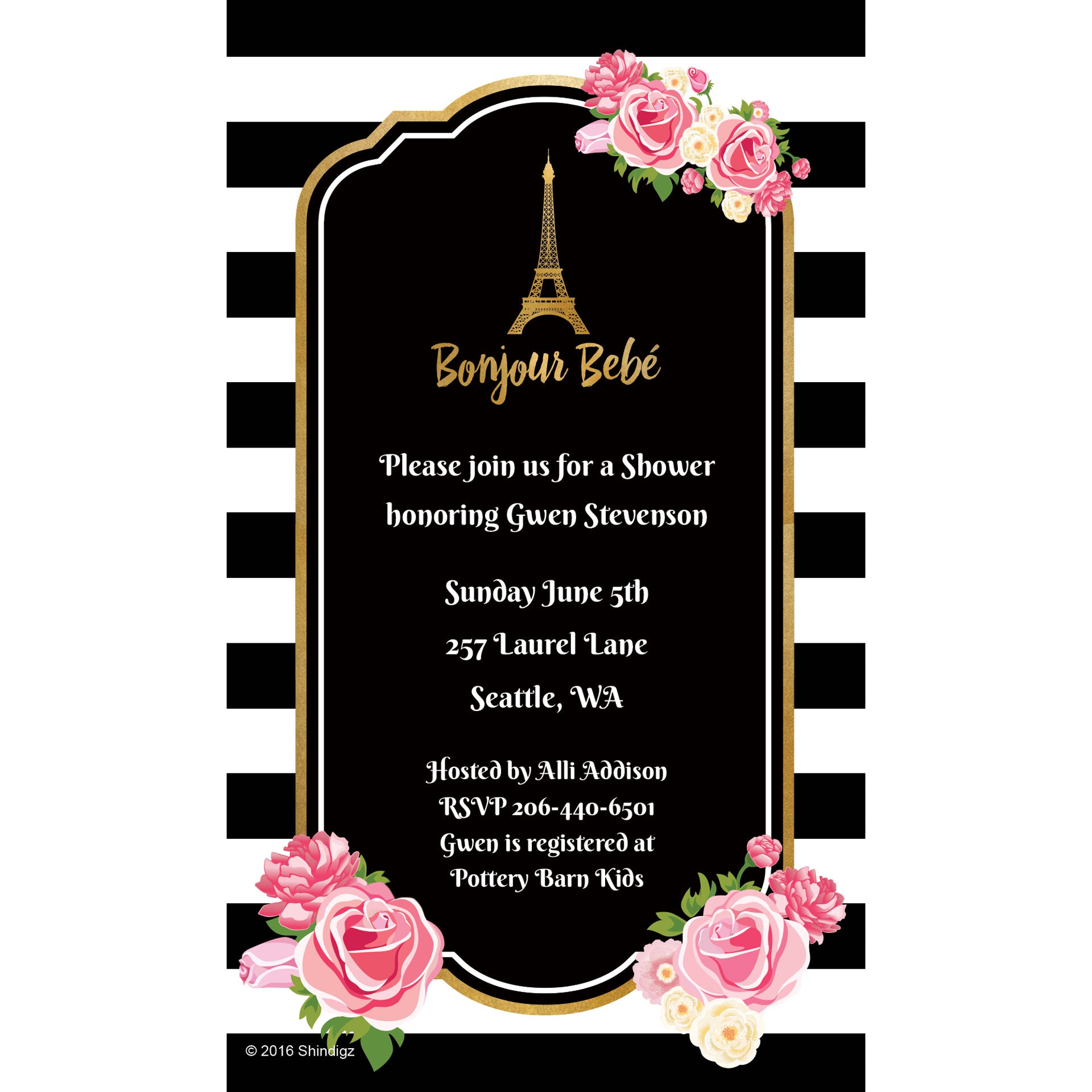 Bonjour Bebe Personalized Invitations Stumps Party