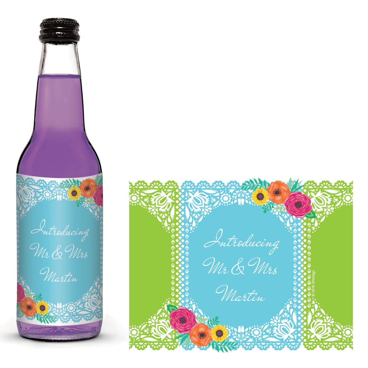  Forever  Fiesta Personalized Glass Bottle Label  