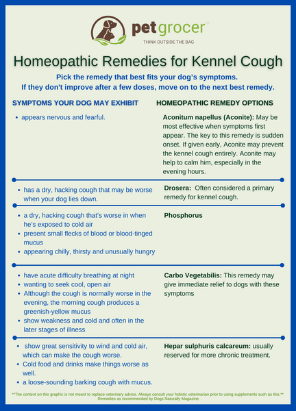 Homeopathic remedies for kennel cough at Pet Grocer