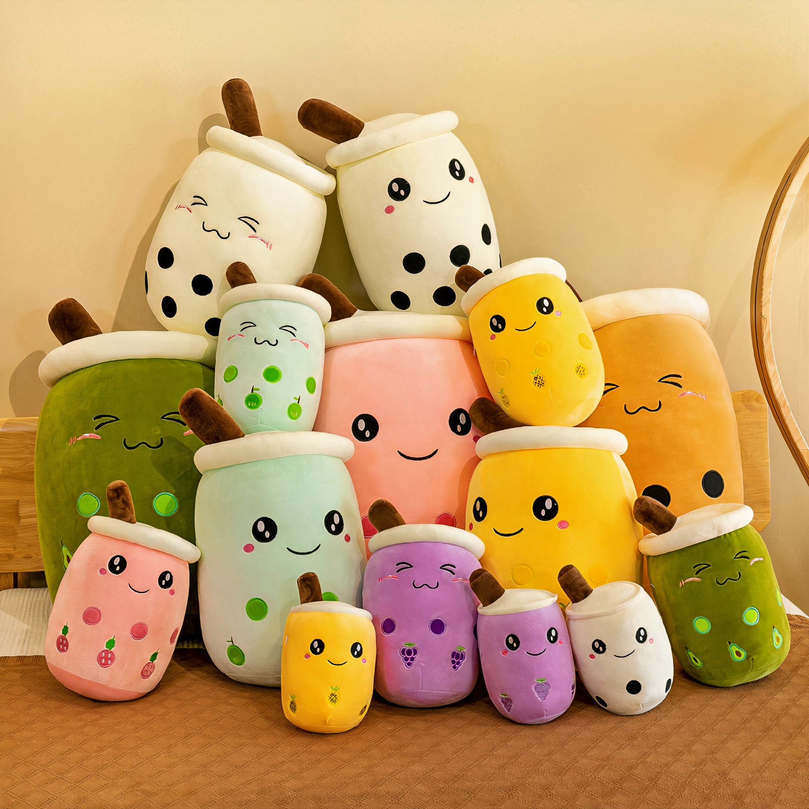 Gigantic Plumpy Colorful Boba Plushies Collection