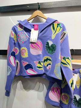 Preorder Colorblock Shell Collar Sweatshirt Indigo Queen of Sparkles