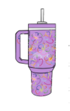 Preorder Lavender Outlined Hibiscus Rhinestone Tumbler Queen of Sparkles