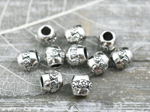 300* 3x3mm Antique Silver Flower Barrel Spacer Beads – The Bead Obsession