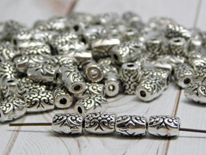 *300* 3x3mm Antique Silver Flower Barrel Spacer Beads