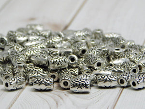*300* 3x3mm Antique Silver Flower Barrel Spacer Beads Czech Glass Beads by GR8BEADS - The Bead Obsession