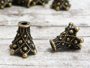 *2* 29x19mm Antique Bronze Ornate Tall Bead Caps Czech Glass Beads by GR8BEADS - The Bead Obsession