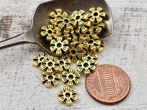*50* 13mm Antique Gold Large Hole Gear Rondelle Beads