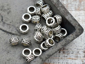 Metal Beads - Large Hole Beads - Spacer Beads - 7mm Spacer Bead - Silver Spacers - Metal Spacers - 20pcs - (5117) Czech Glass Beads by GR8BEADS - The