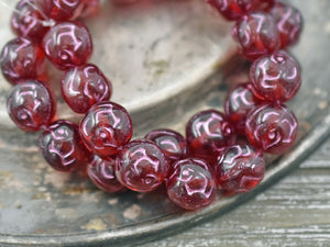 4pc 14mm Czech Pressed Glass Wild Rose Flower Beads, Alabaster/Vivid  Strawberry - Bead Box Bargains