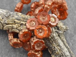 *21* 7x9mm Opaque Orange Travertine Fire Polished Teardrop Beads Czech Glass Beads by GR8BEADS - The Bead Obsession