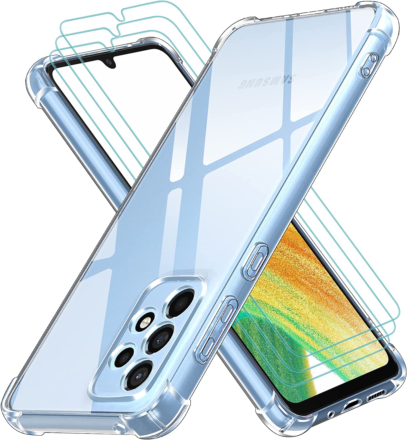ivoler Coque pour Samsung Galaxy M23 5G avec 3 Pièces Protection Écran en Verre  Trempé, Transparent Étui de Protection en Silicone Antichoc, Clair Mince  Souple TPU Bumper Housse : : High-Tech