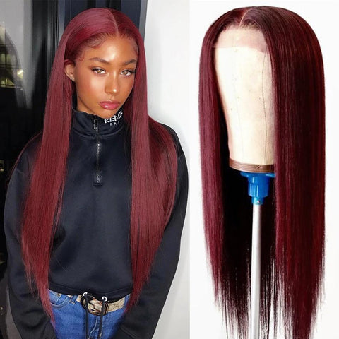 red wig long silky straight wig