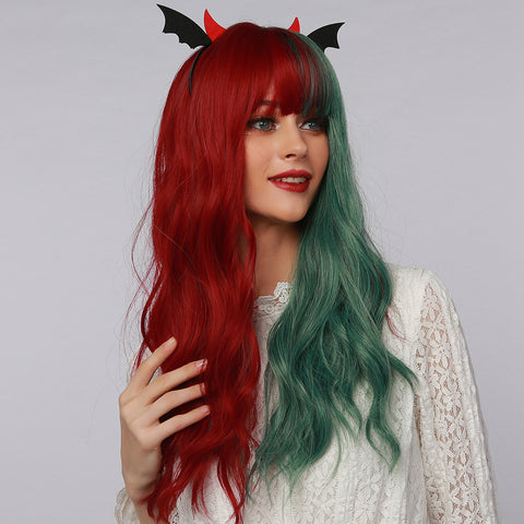 half half wig green and red christmas