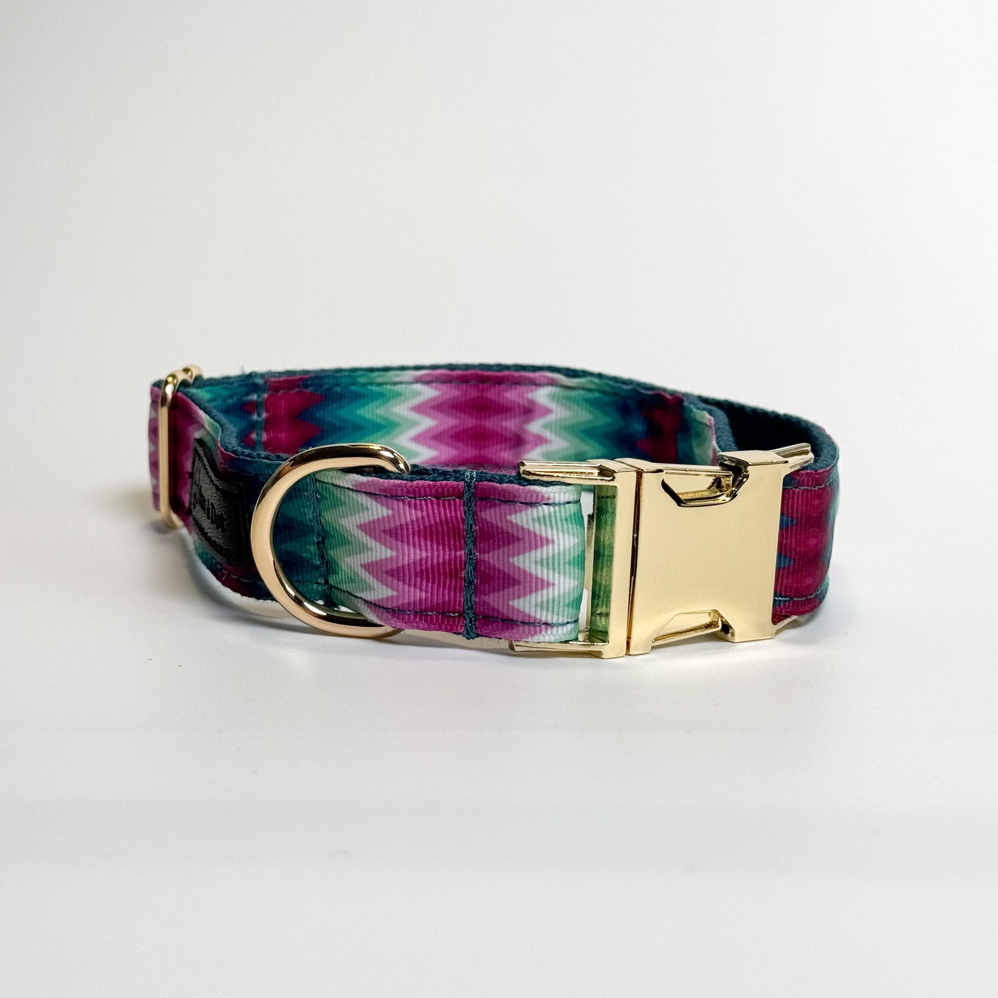 Pink and Blue Dog Collar