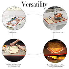 Load image into Gallery viewer, Large Silicone Pastry Baking Mat with Measurements,16 x 26 Inch Silicone Fondant Sheet, Non-Slip Mat Sticks to Countertop for Rolling Dough ?Pie and Baking Mat By Folksy Super Kitchen (16x26, Red)
