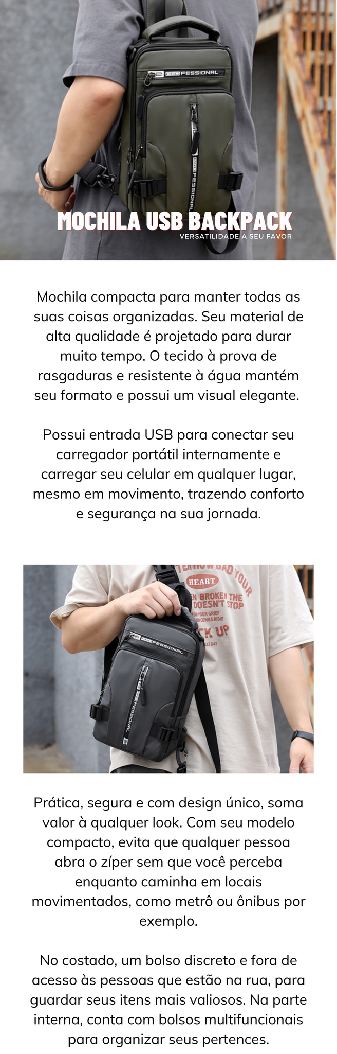 Mochila Multifunção USB Professional®