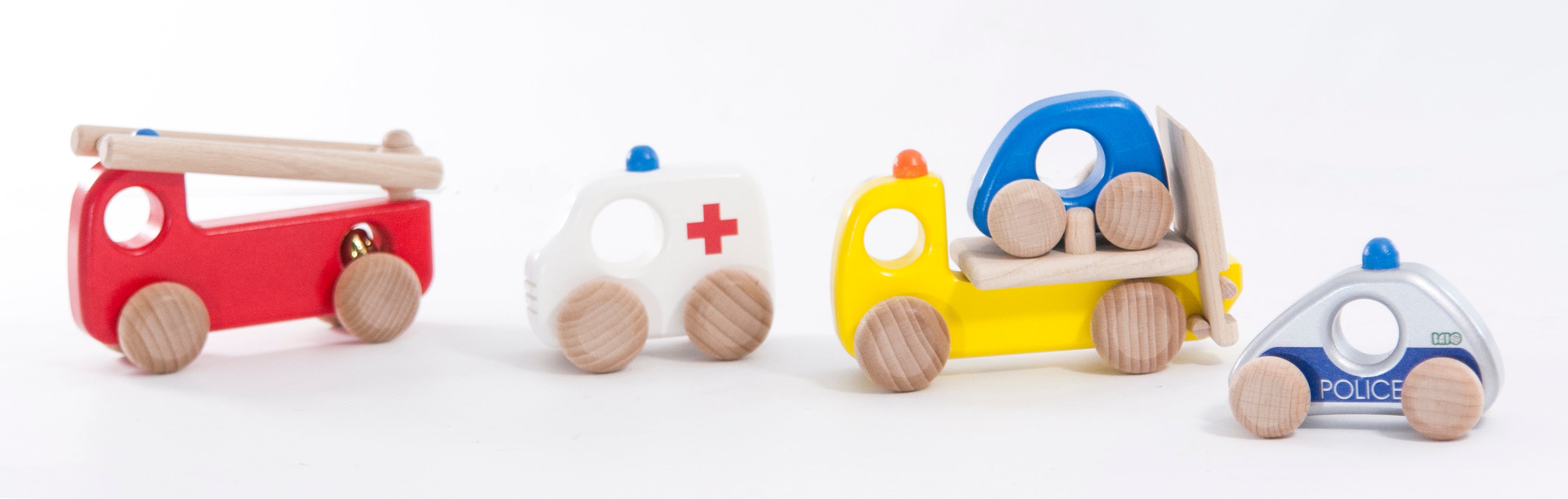 wooden emergency vehicle set