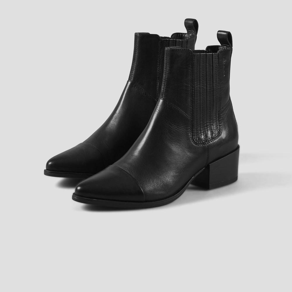 Vagabond Marja Black Leather Gored Ankle Boots Pipe And Row Pipe And Row