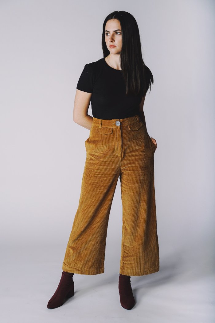 high waisted wide leg corduroy pants