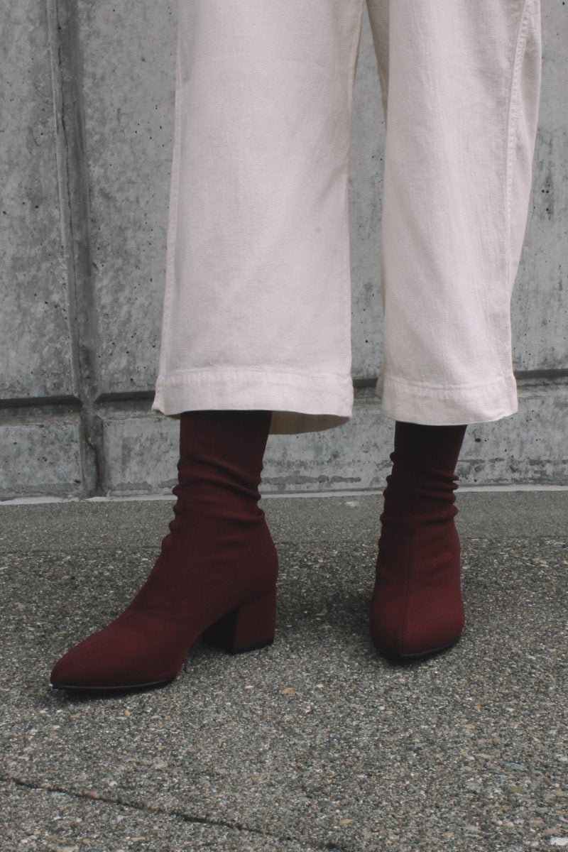 Mya stretchy ankle boot deep wine red 