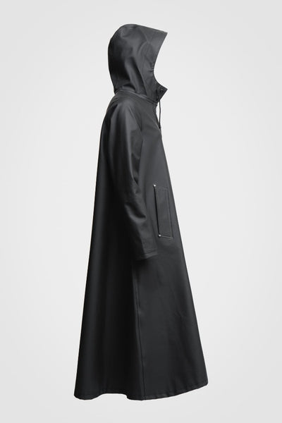 Stutterheim Mosebacke long raincoat black flowing A-line women | PIPE ...