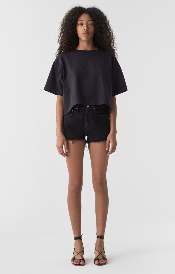 Agolde vintage loose Parker cut off shorts black Tidal | Pipe and Row ...
