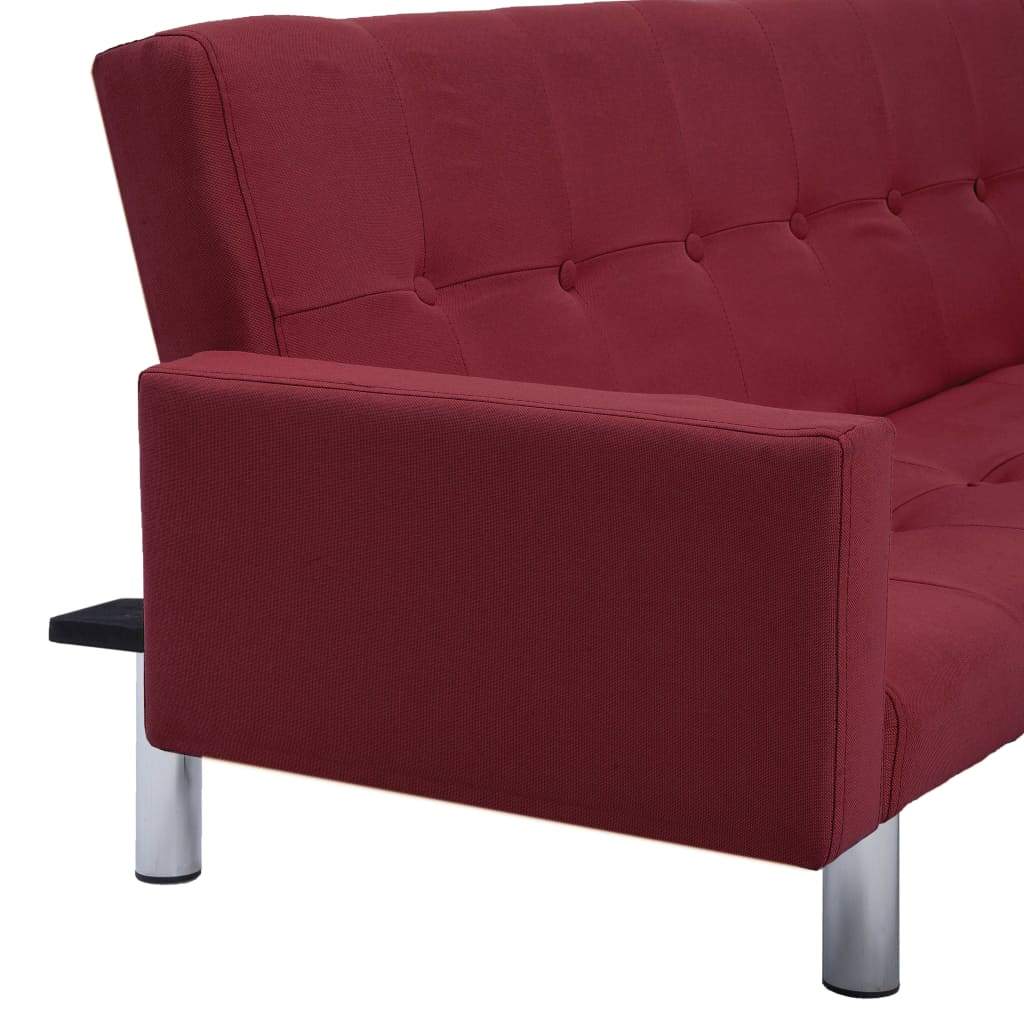 Sofa Bed with Armrest, Polyester, Wine Red