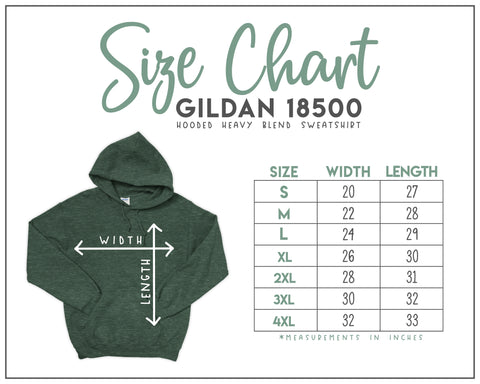 Gildan G185 Size Chart