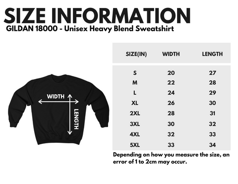 Gildan G180 Size Chart