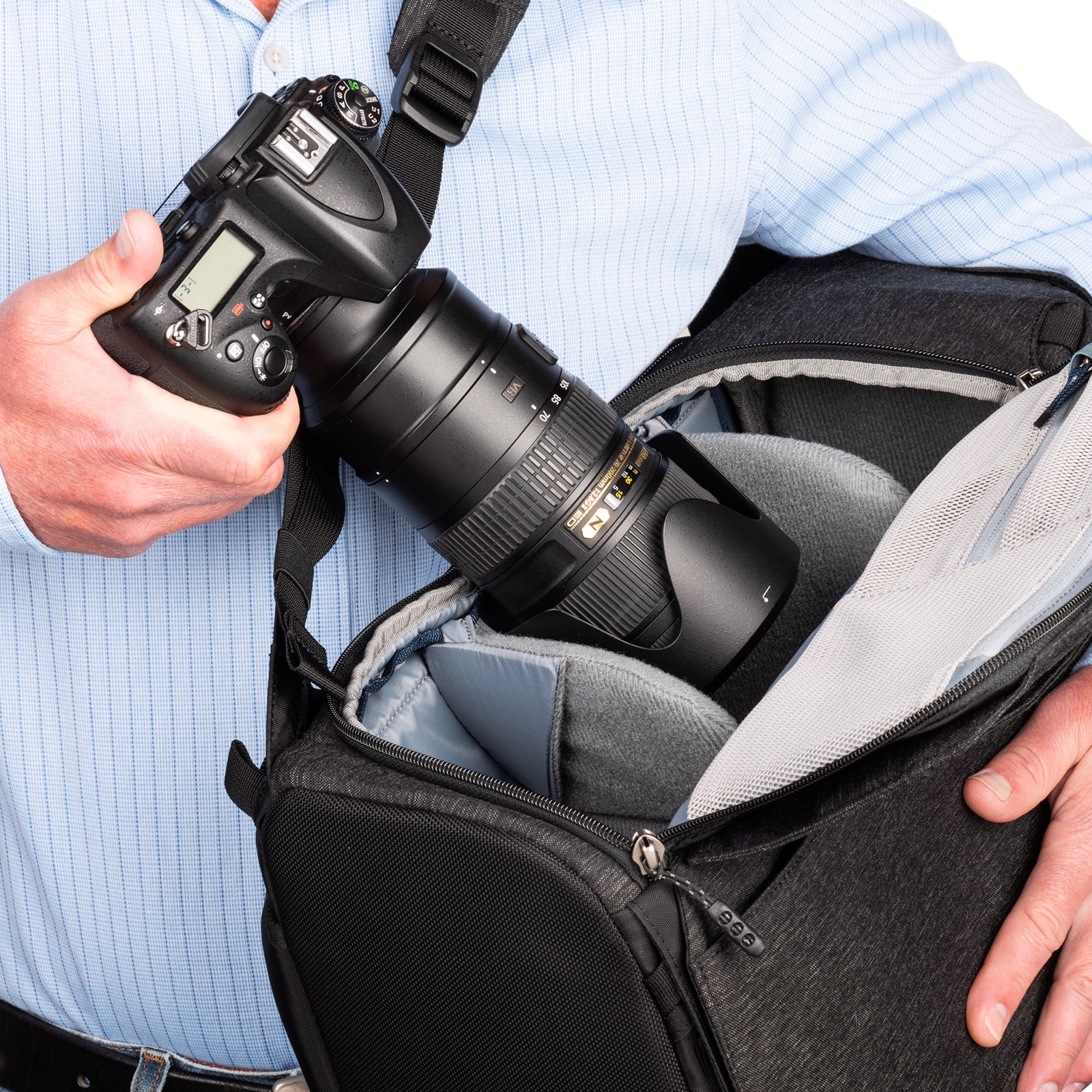 camera bag with side access