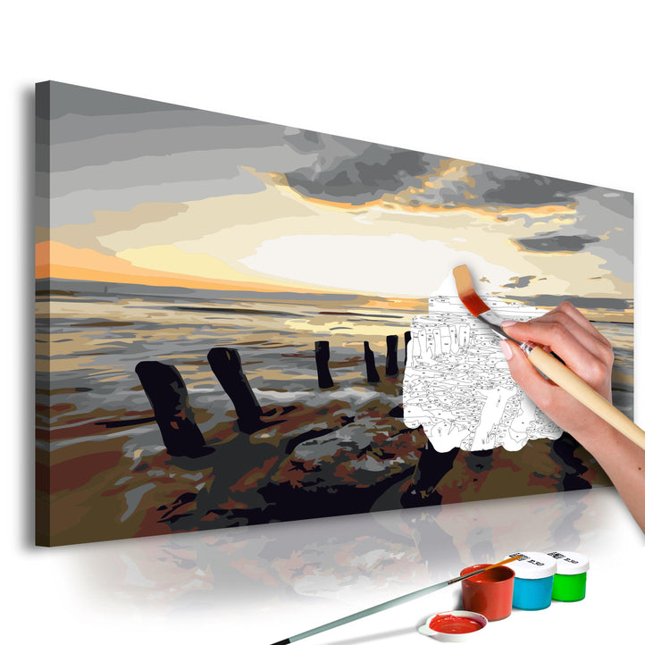 Verwaand Verlammen bioscoop Doe-het-zelf op canvas schilderen - Beach (Sunrise) - Vision Decor
