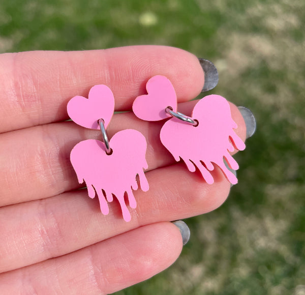 Matte Pink Heart Earrings