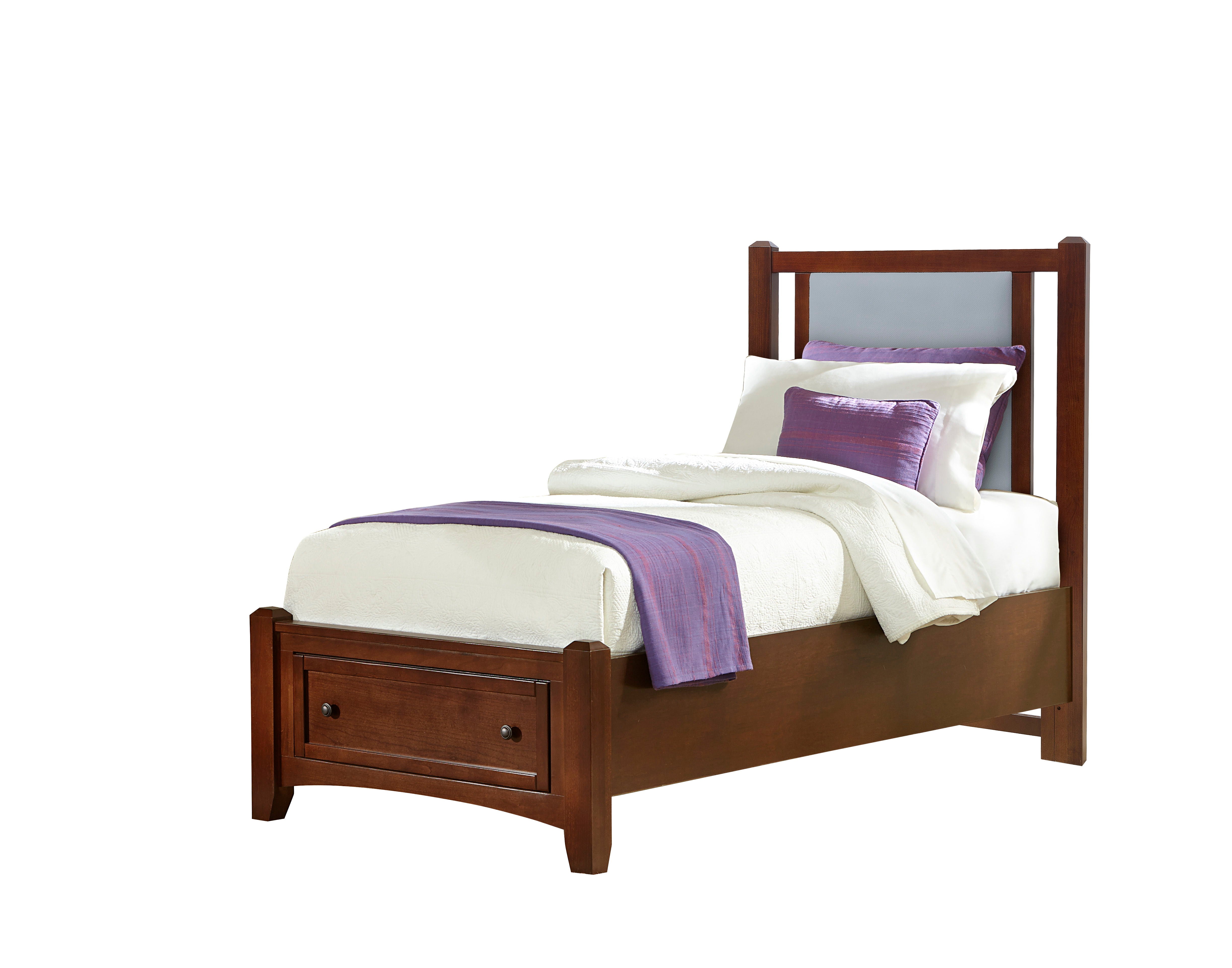 Cherry - Twin Ocean Blue Upholstered Headboard Panel Bonanza