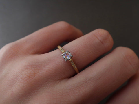 Engagement ring with rose cut diamond