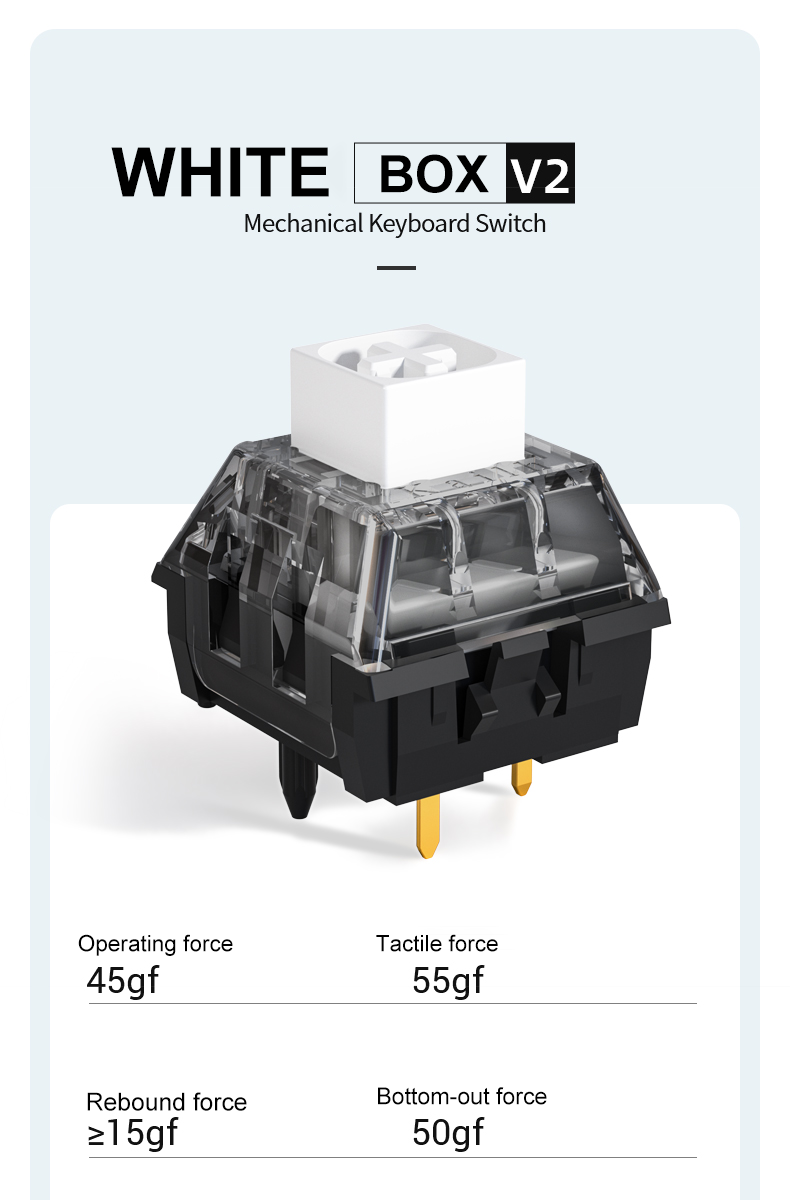 Kailh Box V2 Switch White 35個入りボックス クリッキー 55g 5ピン 金メッキスプリング MXメカニカルキーボード対応  キーボード